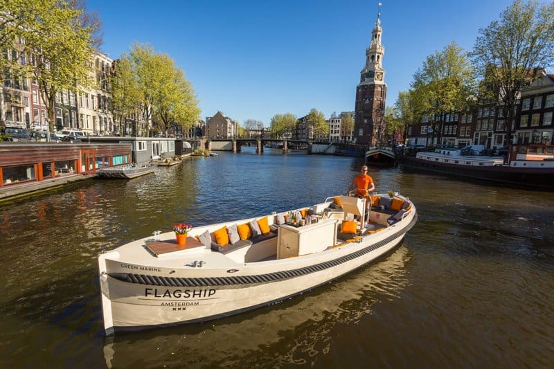 Green Marine boot met schipper Green Marine boot mer schipper